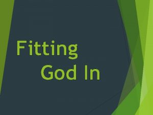 Fitting God In Fitting God In Exodus 33