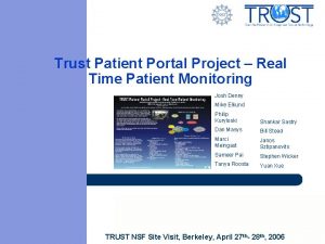 Trust Patient Portal Project Real Time Patient Monitoring