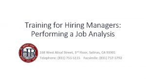 Training for Hiring Managers Performing a Job Analysis