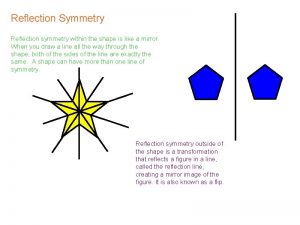 Reflection Symmetry Reflection symmetry within the shape is