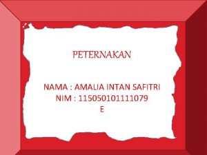 PETERNAKAN NAMA AMALIA INTAN SAFITRI NIM 1150501011111079 NAMA