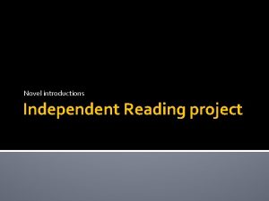 Novel introductions Independent Reading project Frankestein I am