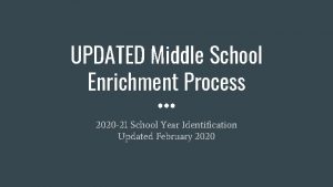 UPDATED Middle School Enrichment Process 2020 21 School