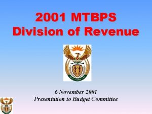 2001 MTBPS Division of Revenue 6 November 2001