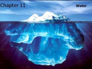 Chapter 11 Water Water Two kinds Salt water