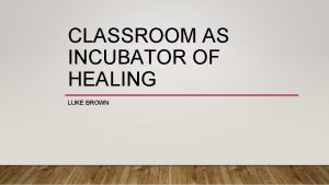 CLASSROOM AS INCUBATOR OF HEALING LUKE BROWN CRITIQUES