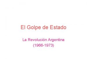 El Golpe de Estado La Revolucin Argentina 1966