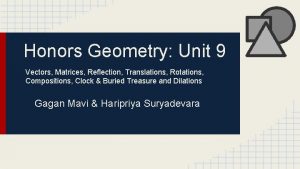 Honors Geometry Unit 9 Vectors Matrices Reflection Translations