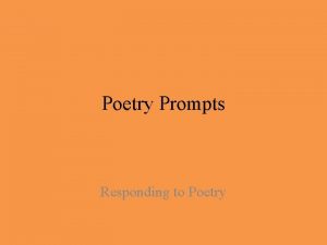 Poetry Prompts Responding to Poetry Read With a
