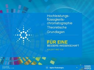 Hochleistungsflssigkeitschromatographie Theoretische Grundlagen FR EINE BESSERE WISSENSCHAFT AGILENT