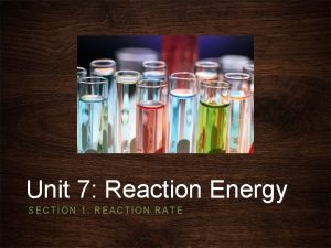 Unit 7 Reaction Energy SECTION 1 REACTION RATE