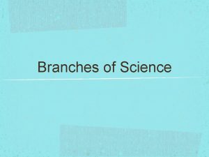 Branches of Science Earth Science Any of several