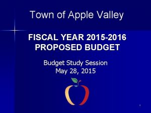 Town of Apple Valley FISCAL YEAR 2015 2016