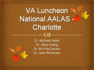 VA Luncheon National AALAS Charlotte Dr Michael Fallon