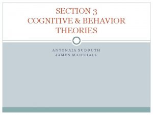 SECTION 3 COGNITIVE BEHAVIOR THEORIES ANTONAIA SUDDUTH JAMES