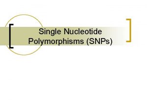 Single Nucleotide Polymorphisms SNPs DNA fragment n n