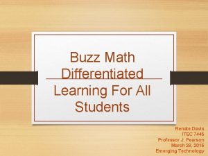 Buzz Math Differentiated Learning For All Students Renate