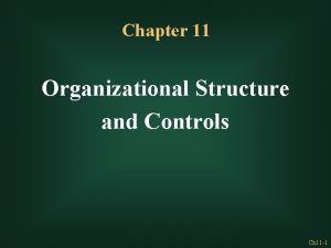 Chapter 11 Organizational Structure and Controls Ch 11