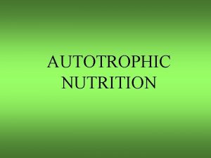 AUTOTROPHIC NUTRITION PHOTOSYNTHESIS Nutrition Autotrophic nutrition Plants Organisms