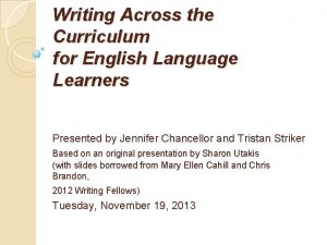 Writing Across the Curriculum for English Language Learners