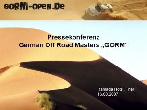 Pressekonferenz German Off Road Masters GORM Ramada Hotel