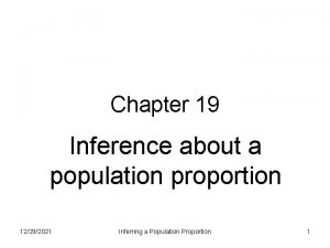 Chapter 19 Inference about a population proportion 12292021