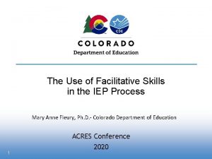 The Use of Facilitative Skills in the IEP