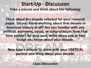 StartUp Discussion Take a minute and think about