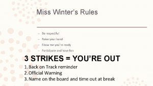 Miss Winters Rules Be respectful Raise your hand