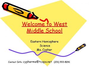 Welcome to West Middle School Eastern Hemisphere Science