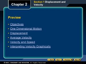 Chapter 2 Section 1 Displacement and Velocity Preview