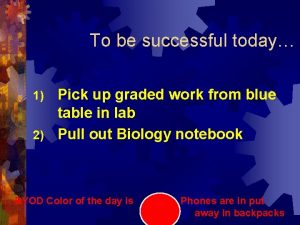 To be successful today Pick up graded work