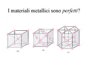 I materiali metallici sono perfetti Difetti o irregolarit