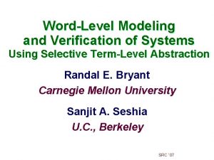 WordLevel Modeling and Verification of Systems Using Selective