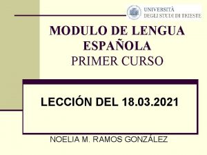 MODULO DE LENGUA ESPAOLA PRIMER CURSO LECCIN DEL