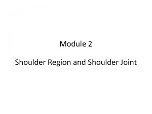 Module 2 Shoulder Region and Shoulder Joint Scapular