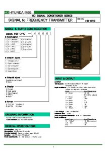 HD SIGNAL CONDITIONER SERIES SIGNAL to FREQUENCY TRANSMITTER