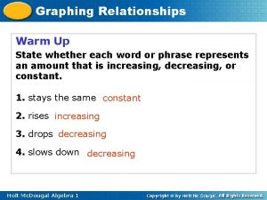 Graphing Relationships Warm Up State whether each word