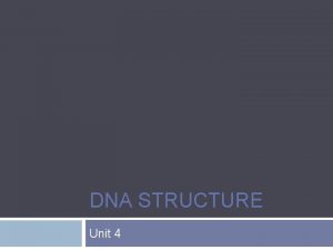DNA STRUCTURE Unit 4 DNA Facts DNA Deoxyribo