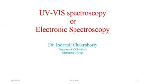 UVVIS spectroscopy or Electronic Spectroscopy Dr Indranil Chakraborty