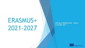 ERASMUS 2021 2027 VIRTUELE PRESENTATIE VLEVA 23 MAART