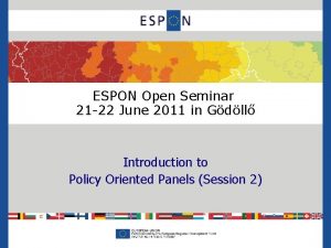 ESPON Open Seminar 21 22 June 2011 in