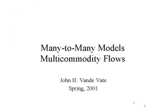 ManytoMany Models Multicommodity Flows John H Vande Vate
