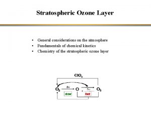 Stratospheric Ozone Layer General considerations on the atmosphere