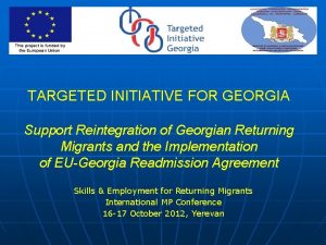 TARGETED INITIATIVE FOR GEORGIA Support Reintegration of Georgian