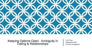 Keeping Options Open Ambiguity in Dating Relationships Lisa