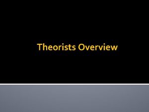 Theorists Overview Frames of Mind Gardners Theory of