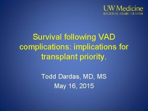 Survival following VAD complications implications for transplant priority