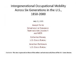 Intergenerational Occupational Mobility Across Six Generations in the