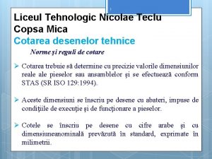 1 Liceul Tehnologic Nicolae Teclu Copsa Mica Cotarea